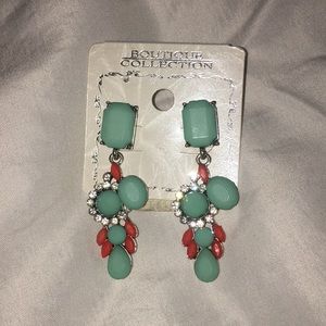 Turquoise & coral imitation earrings